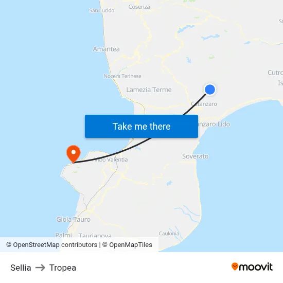 Sellia to Tropea map
