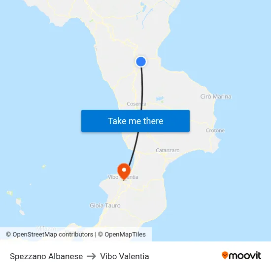 Spezzano Albanese to Vibo Valentia map