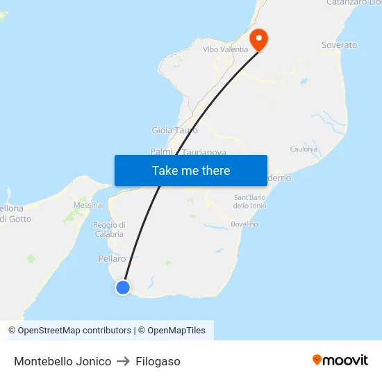 Montebello Jonico to Filogaso map