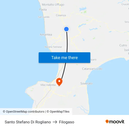 Santo Stefano Di Rogliano to Filogaso map