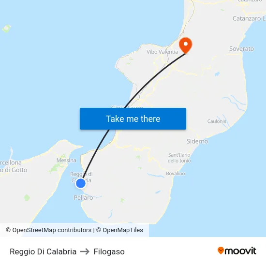 Reggio Di Calabria to Filogaso map