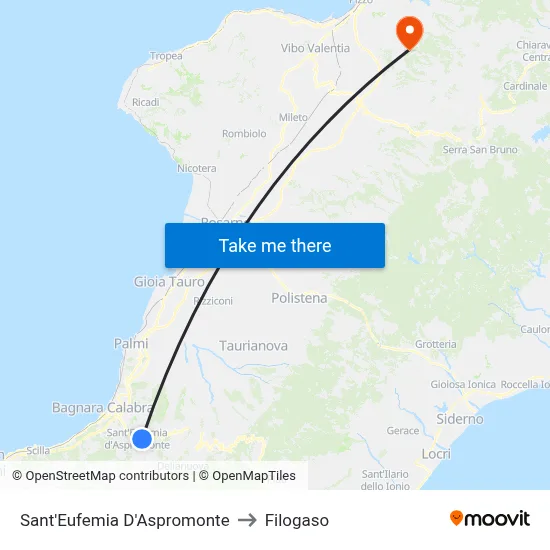 Sant'Eufemia D'Aspromonte to Filogaso map
