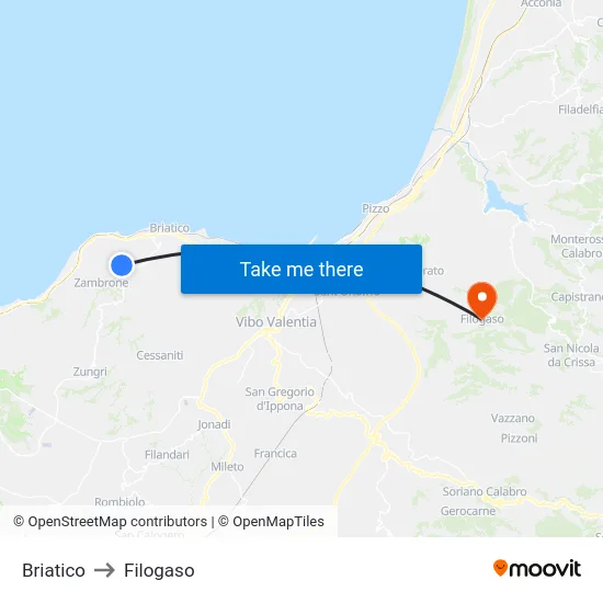 Briatico to Filogaso map