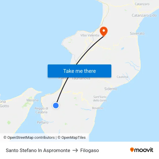 Santo Stefano In Aspromonte to Filogaso map