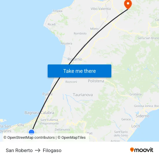 San Roberto to Filogaso map