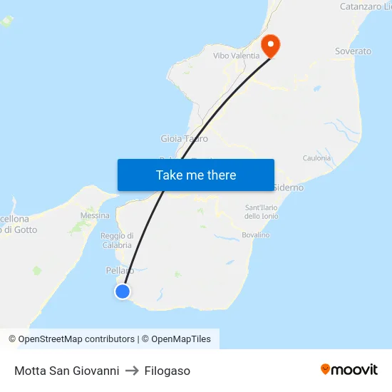 Motta San Giovanni to Filogaso map