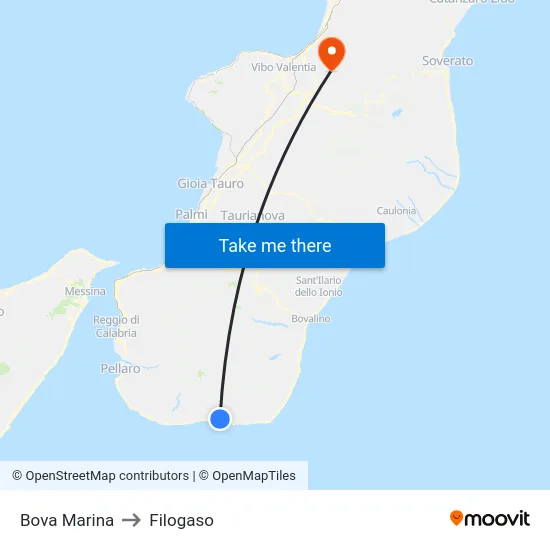 Bova Marina to Filogaso map