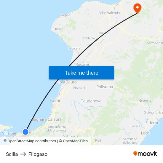 Scilla to Filogaso map