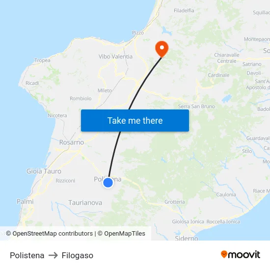 Polistena to Filogaso map