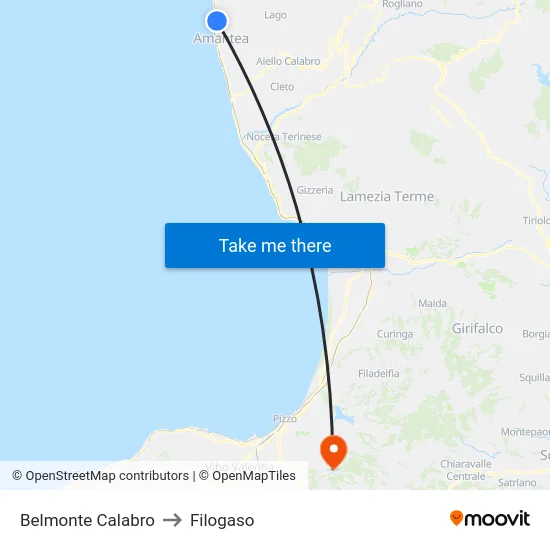 Belmonte Calabro to Filogaso map