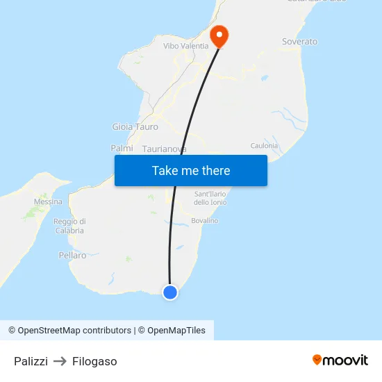 Palizzi to Filogaso map