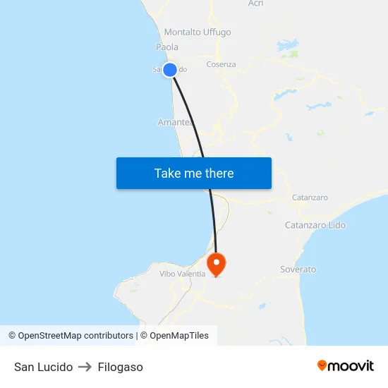 San Lucido to Filogaso map