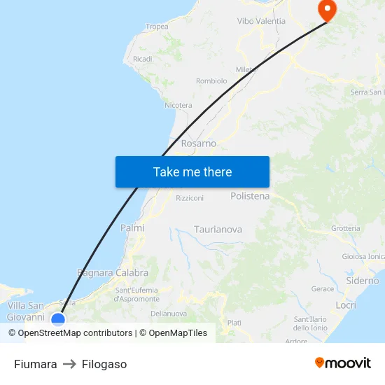 Fiumara to Filogaso map