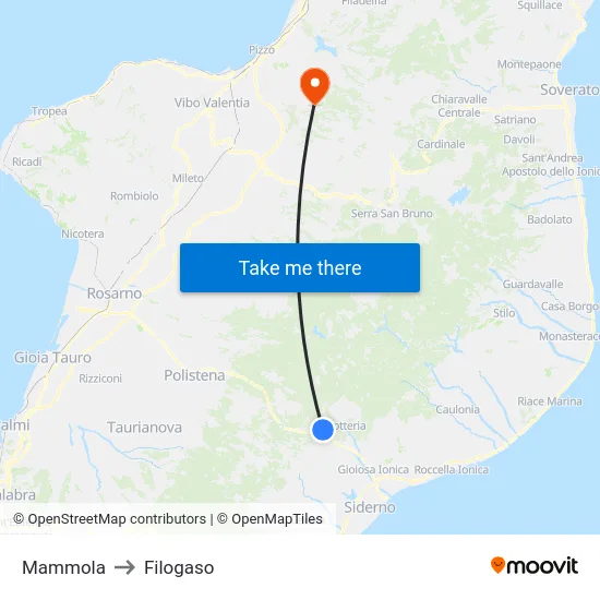 Mammola to Filogaso map