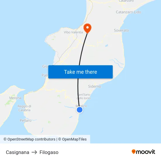 Casignana to Filogaso map