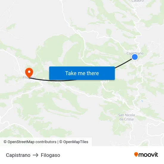 Capistrano to Filogaso map