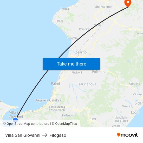 Villa San Giovanni to Filogaso map