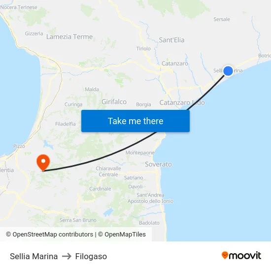Sellia Marina to Filogaso map