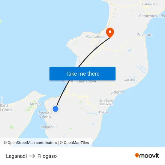 Laganadi to Filogaso map