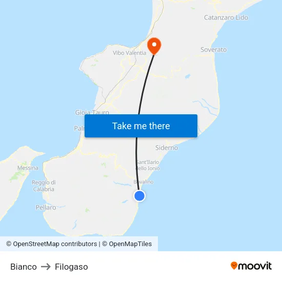 Bianco to Filogaso map