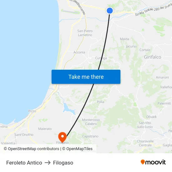 Feroleto Antico to Filogaso map