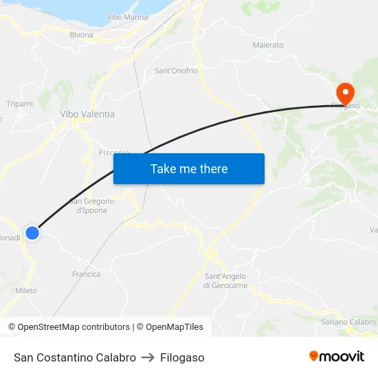 San Costantino Calabro to Filogaso map