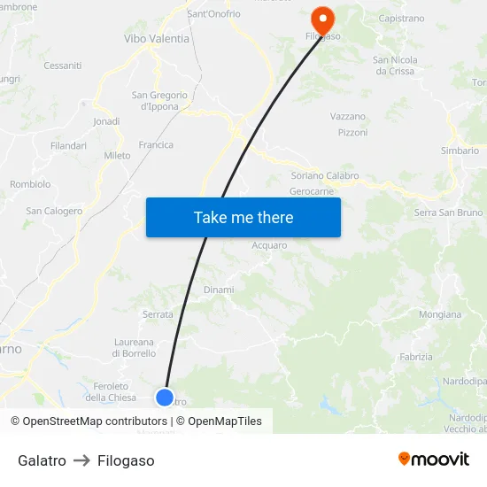 Galatro to Filogaso map