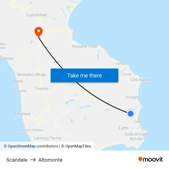 Scandale to Altomonte map