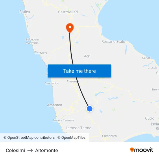 Colosimi to Altomonte map