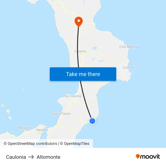 Caulonia to Altomonte map