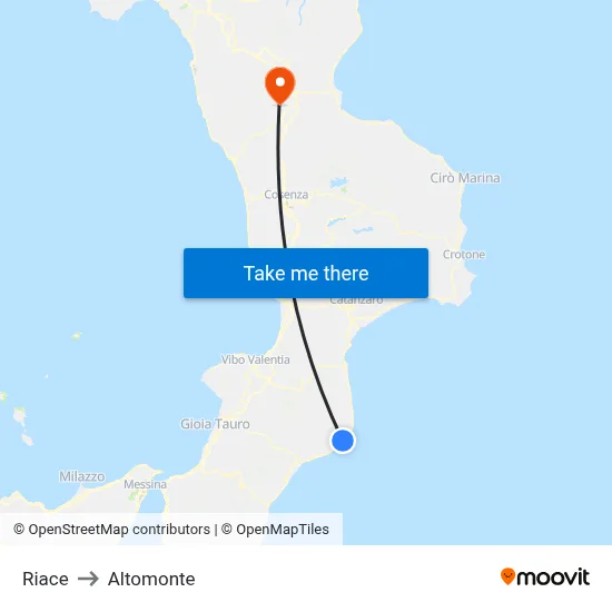 Riace to Altomonte map