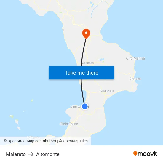 Maierato to Altomonte map