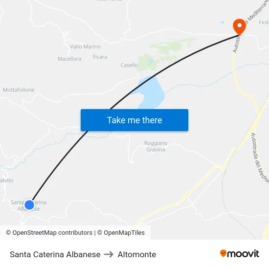 Santa Caterina Albanese to Altomonte map