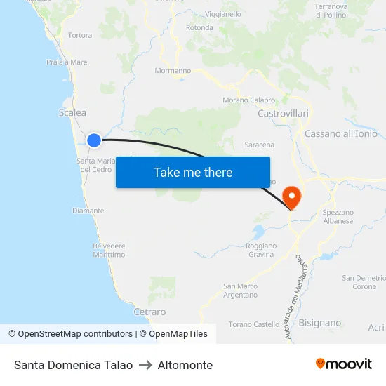 Santa Domenica Talao to Altomonte map