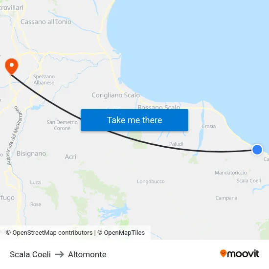 Scala Coeli to Altomonte map