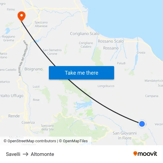 Savelli to Altomonte map
