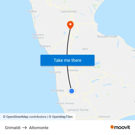 Grimaldi to Altomonte map
