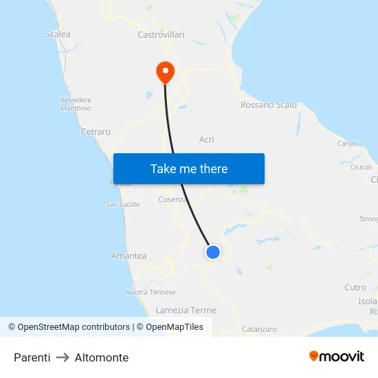 Parenti to Altomonte map