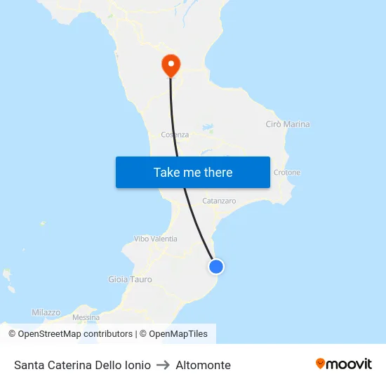 Santa Caterina Dello Ionio to Altomonte map