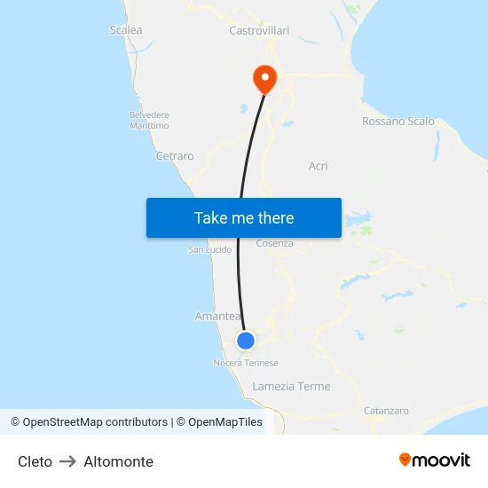 Cleto to Altomonte map