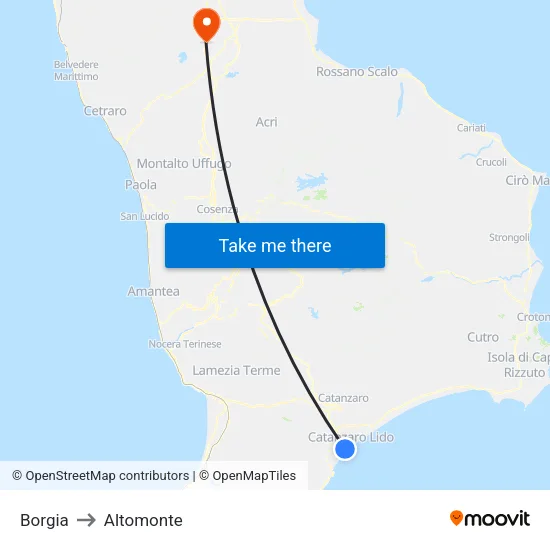 Borgia to Altomonte map