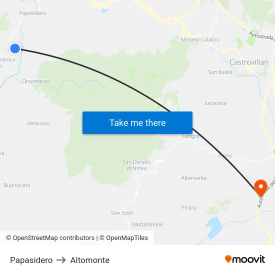 Papasidero to Altomonte map
