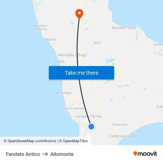 Feroleto Antico to Altomonte map