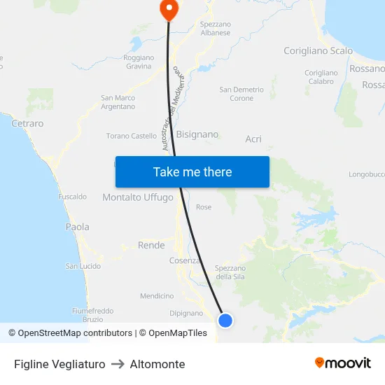 Figline Vegliaturo to Altomonte map