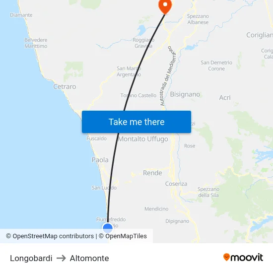 Longobardi to Altomonte map