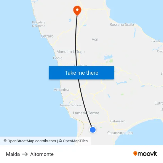 Maida to Altomonte map