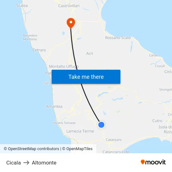 Cicala to Altomonte map
