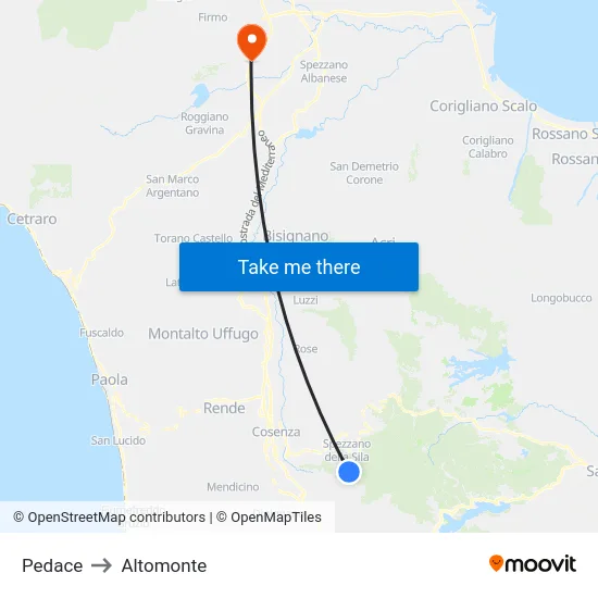 Pedace to Altomonte map
