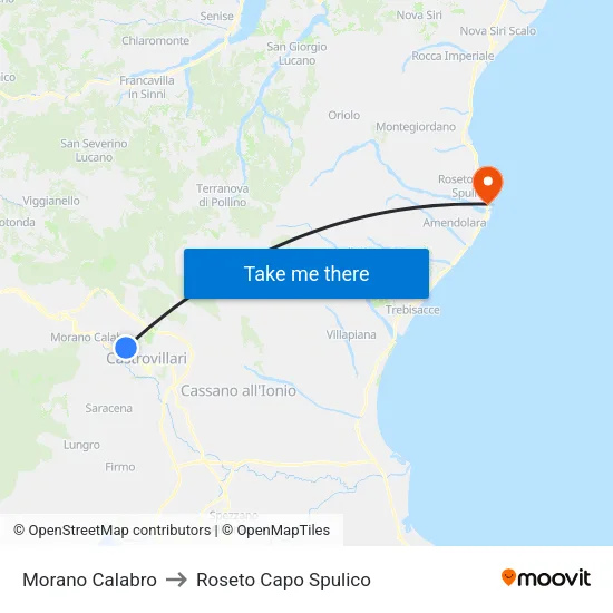 Morano Calabro to Roseto Capo Spulico map