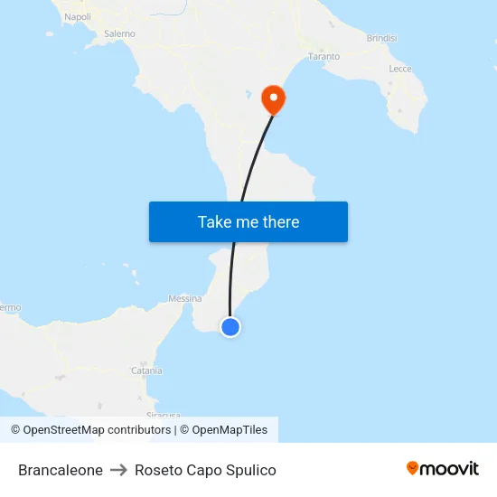 Brancaleone to Roseto Capo Spulico map